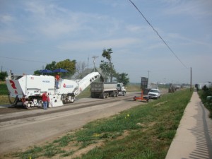 Javalina Construction Co. from Indianapolis, IN milling existing asphalt pavement.  7-2-12