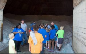 Participants inspect the PW Salt Dome as part of a geocashing exercise