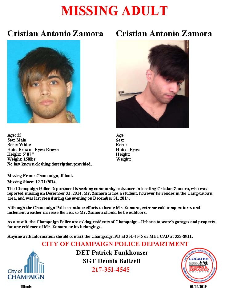 News Release Missing Adult Zamora 010715