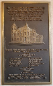 Plaque in vestibule of second City Building