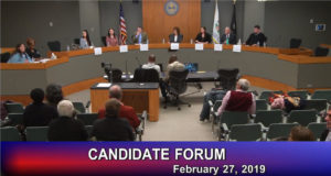 Still image from February 27 Candidate Forum