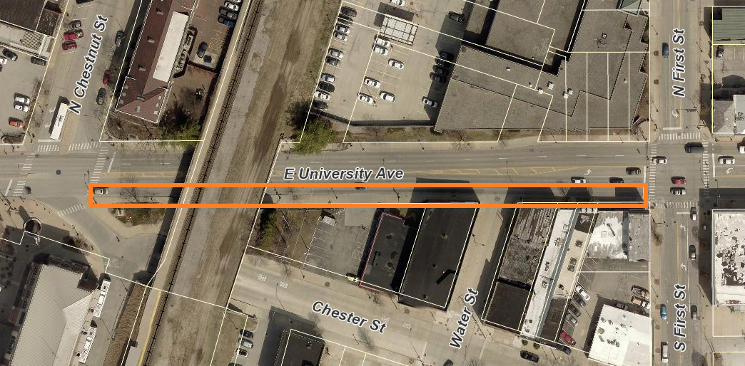 Map - University between Chestnut and First