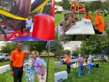 Pic collage of staff and members of the community enjoying themselves at the block party.