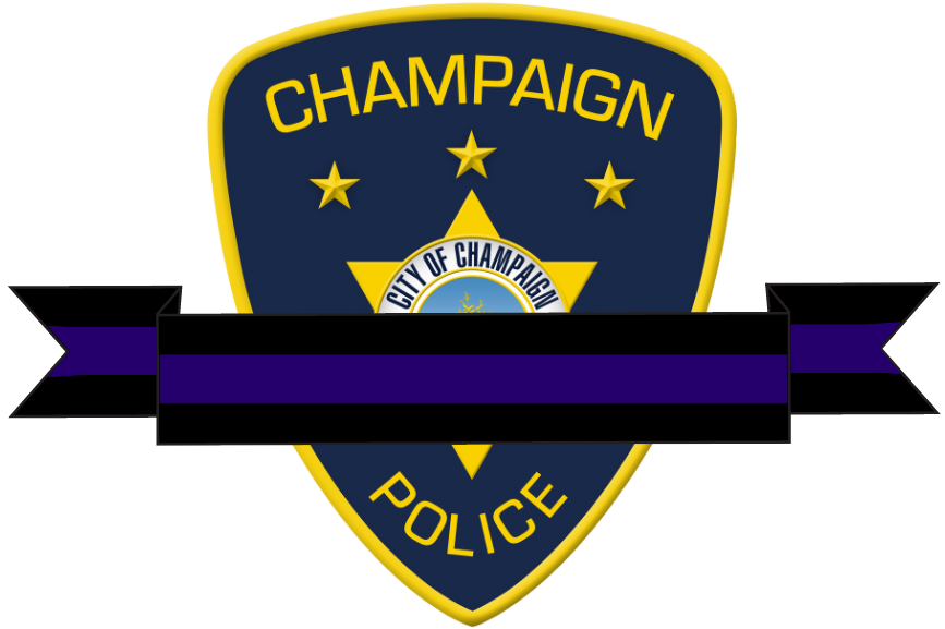 Champaign Police patch with mourning band