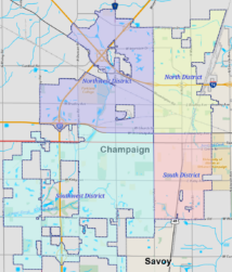 Map of Champaign with Police Districts