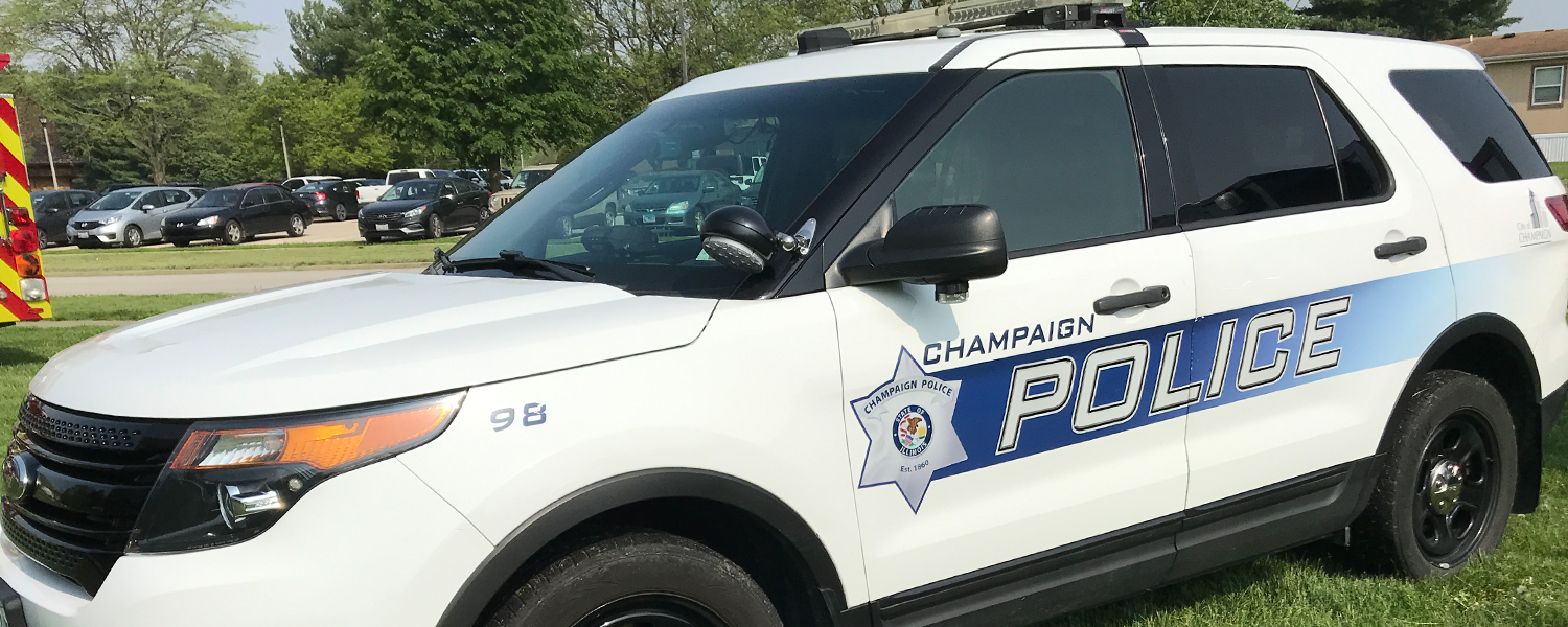 A parked Champaign Police squad car
