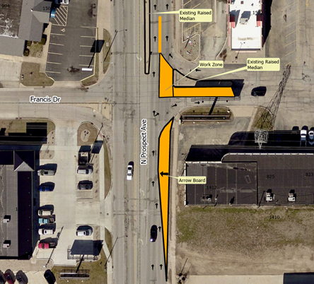 Map of Prospect Avenue at Francis Drive