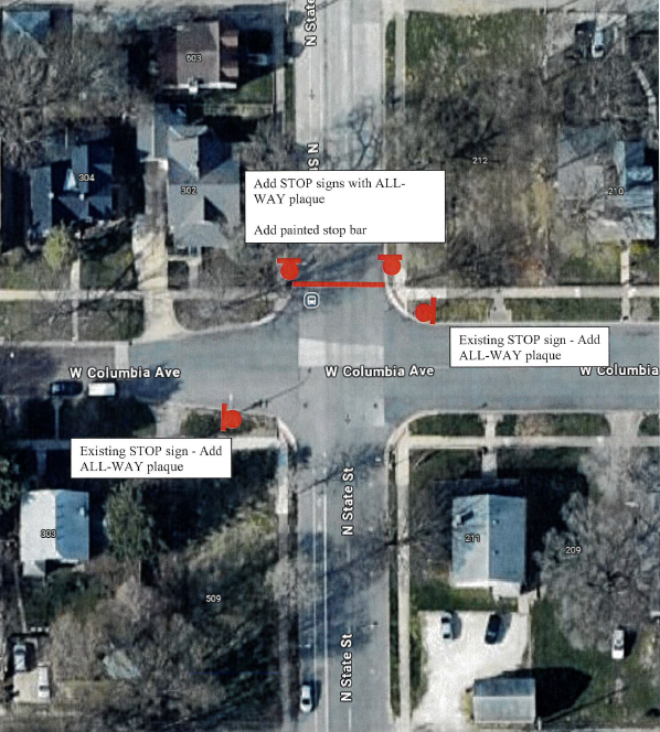 Map of State Street and Columbia Street intersection