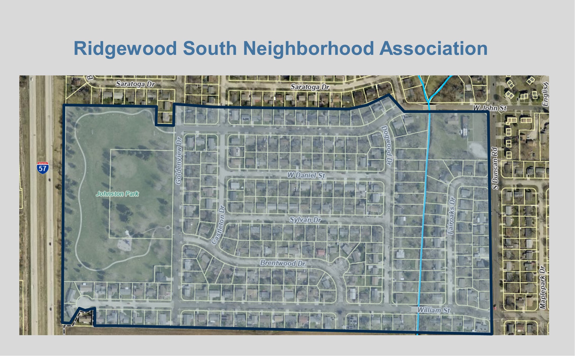 Ridgwood South Neighborhood Association Group Boundaries Map