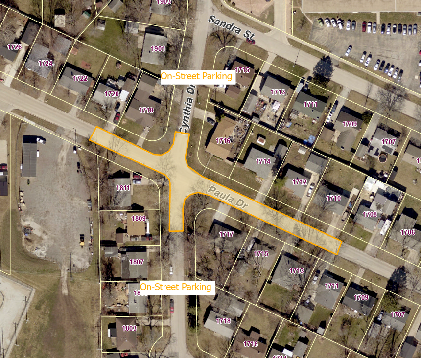 Map_Paula Drive and Cynthia Drive intersection
