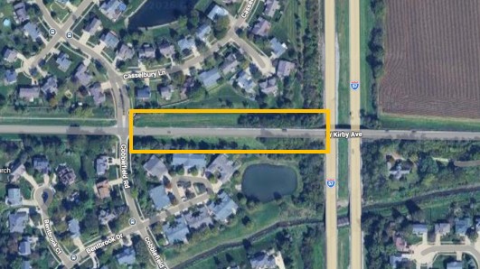 Aerial view of Kirby Avenue over Interstate 57.