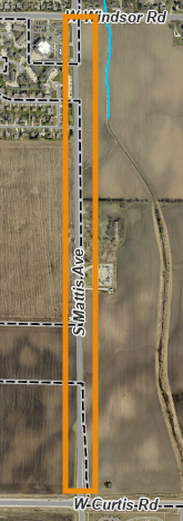 Overhead view of Mattis Avenue between Windsor Road and Curtis Road.